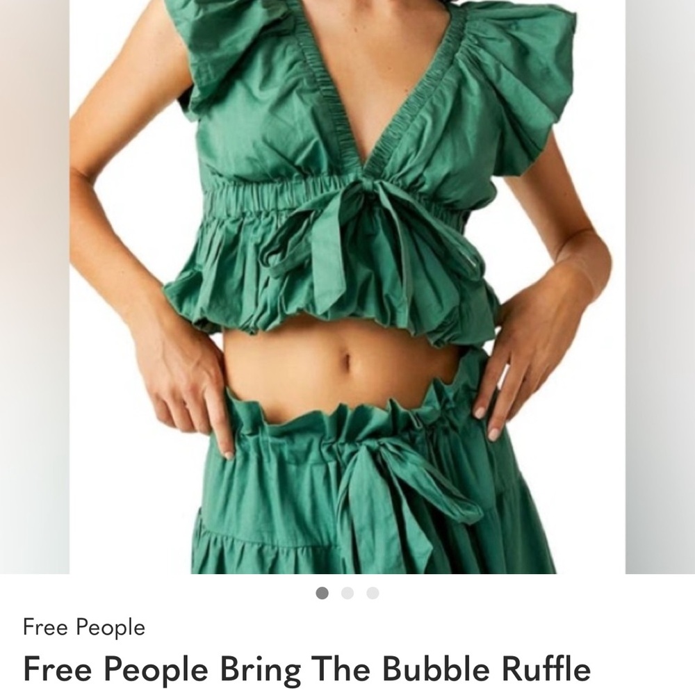 Free People bring the bubble Emerald Ruffle Tie-Waist Top